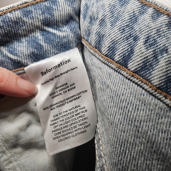Reformation Cynthia Star Embroidered High-Rise Straight Leg Jeans - Picture 8 of 8